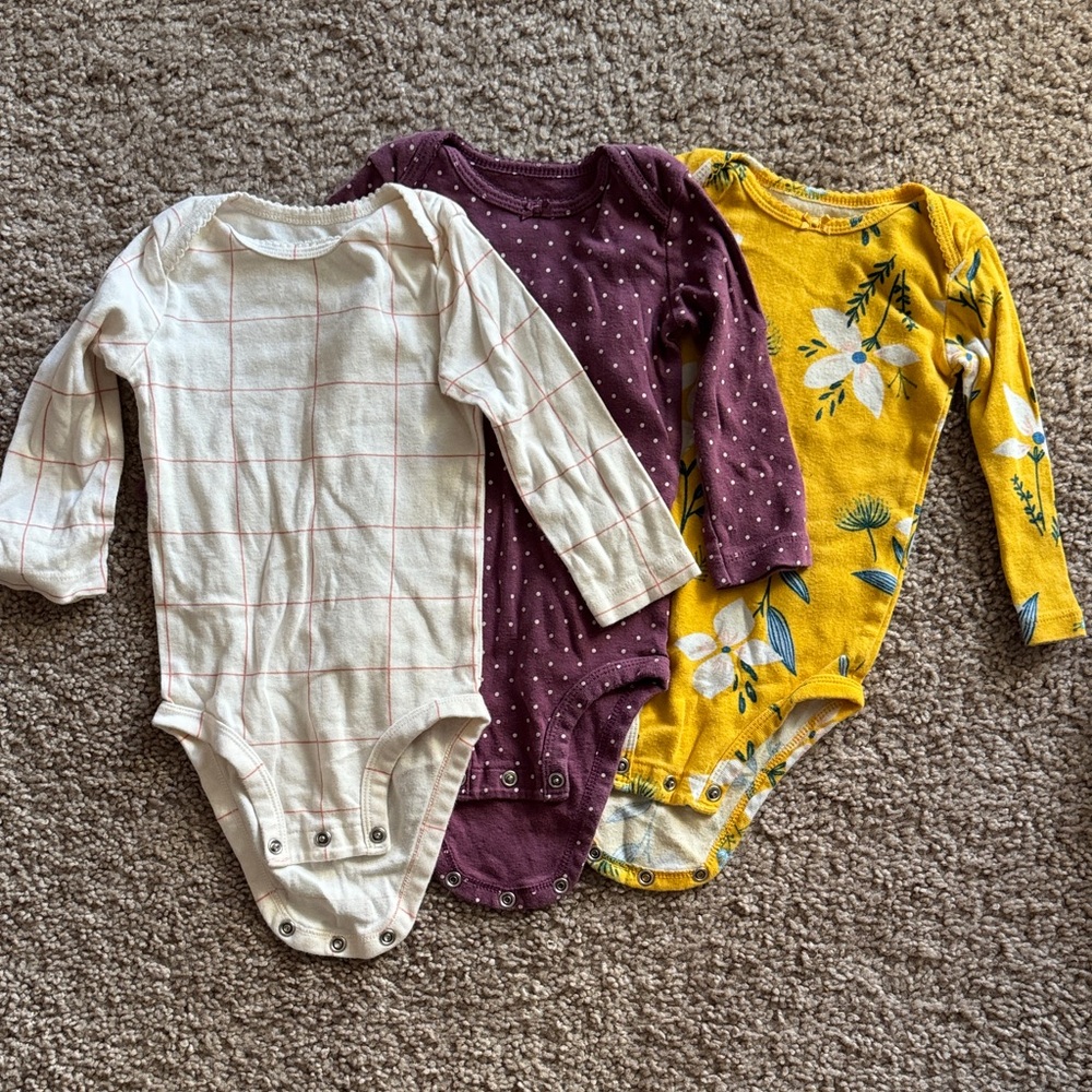 Carter's Baby Bodysuit Set - White, Purple, Yellow